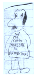 Umberto Capra in una caricatura di un allievo di scuola media